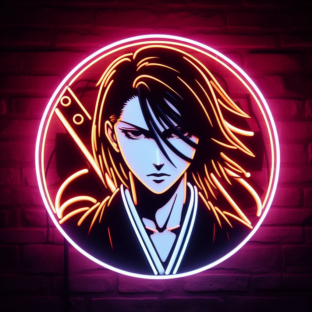 rukia kuchiki from bleach neon sign