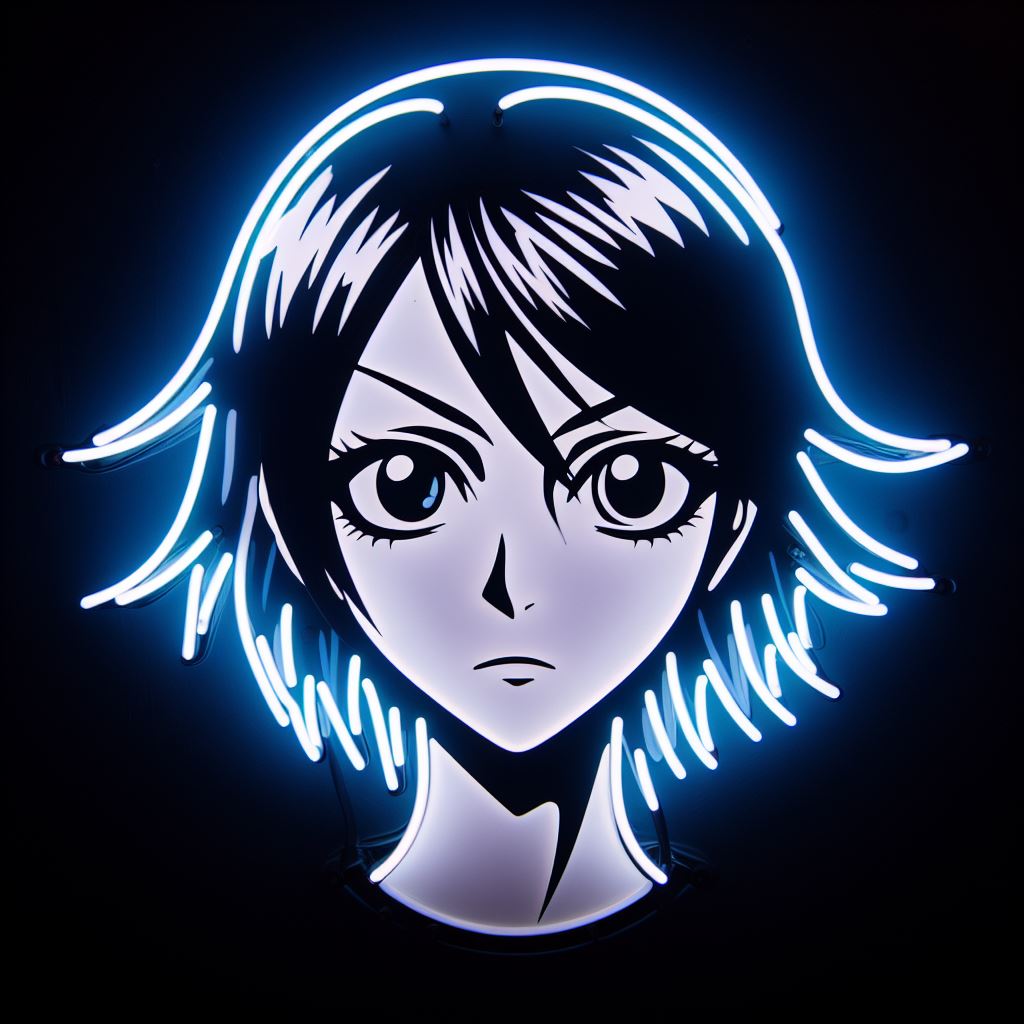 rukia kuchiki from bleach neon sign