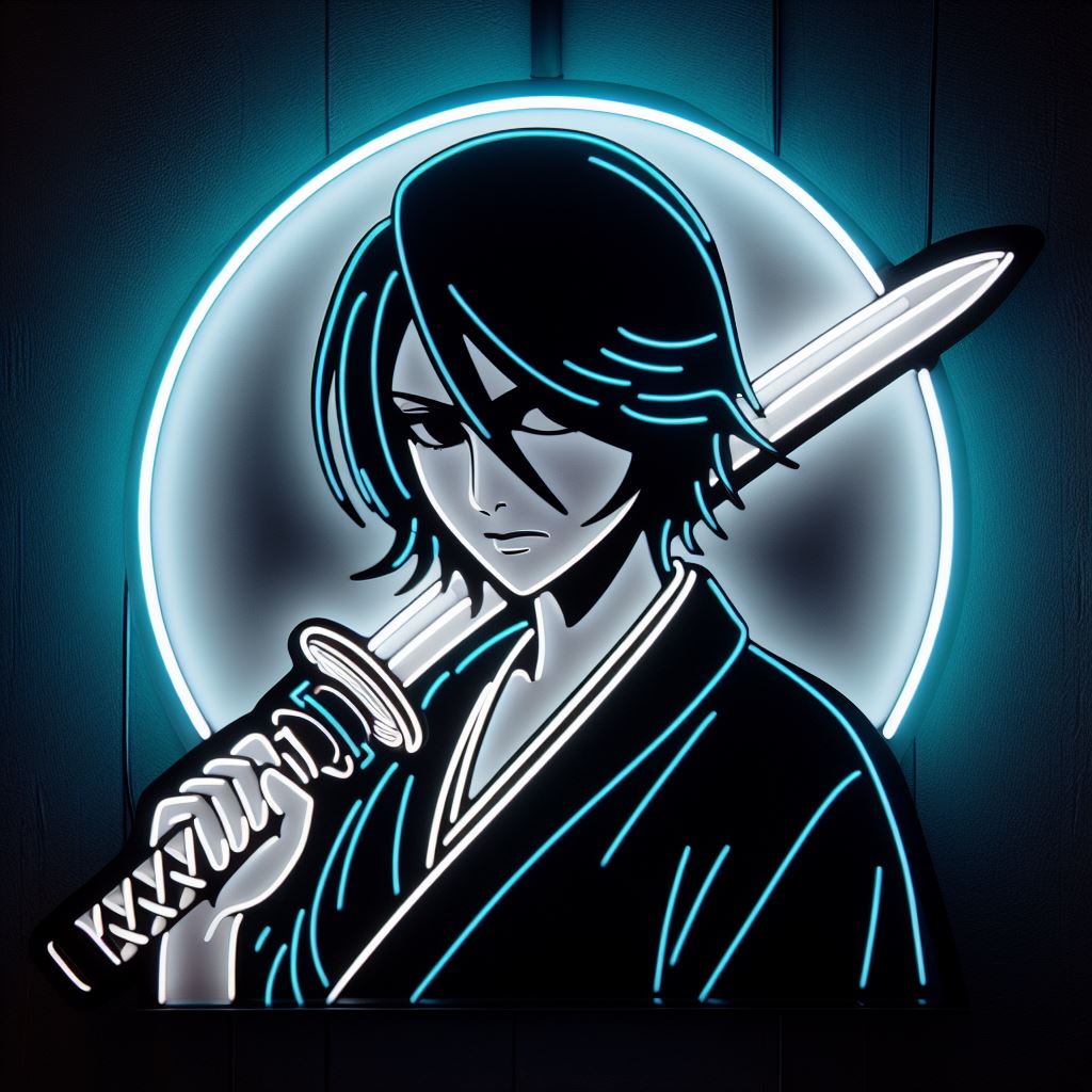 rukia kuchiki from bleach neon sign