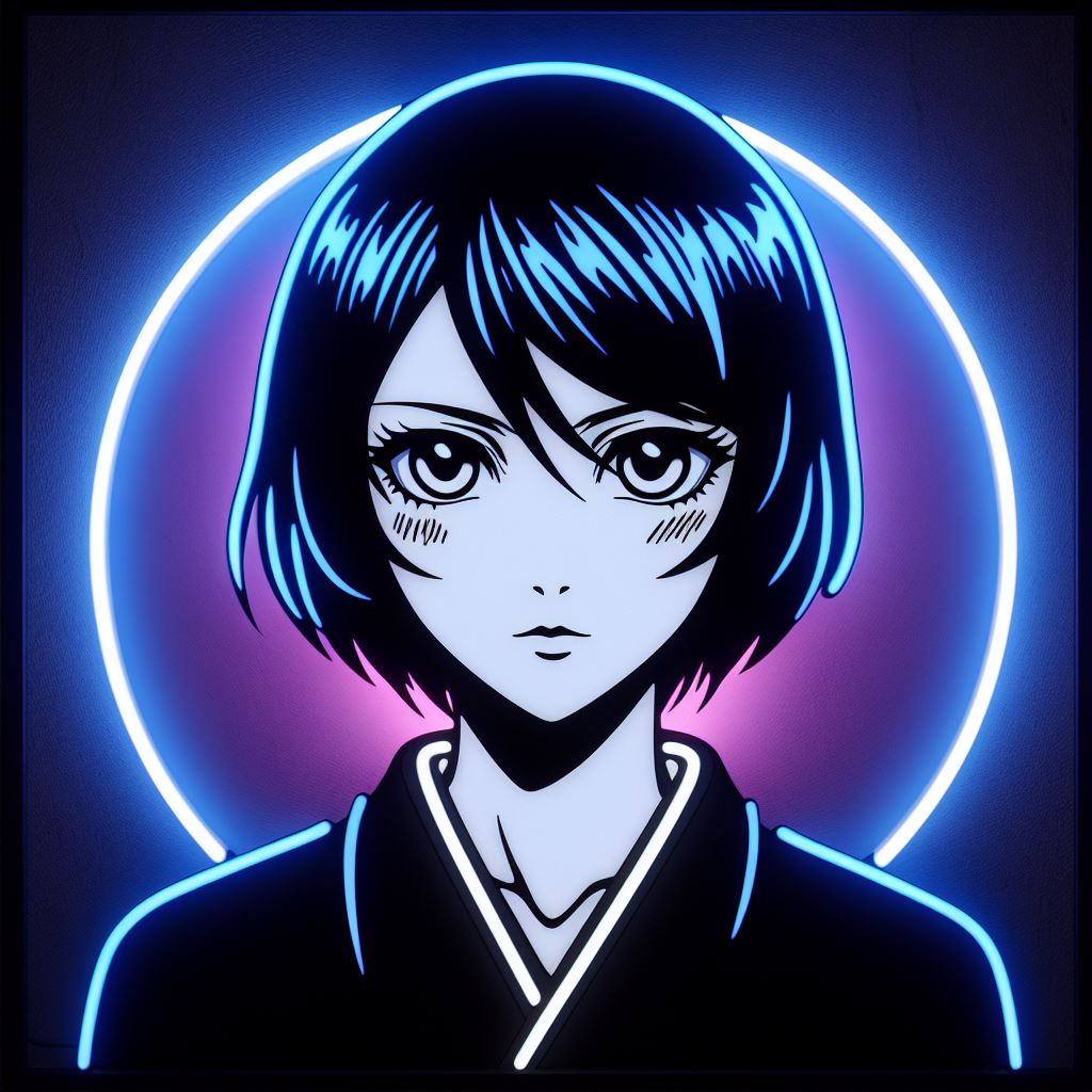 big eyes rukia kuchiki bleach neon sign