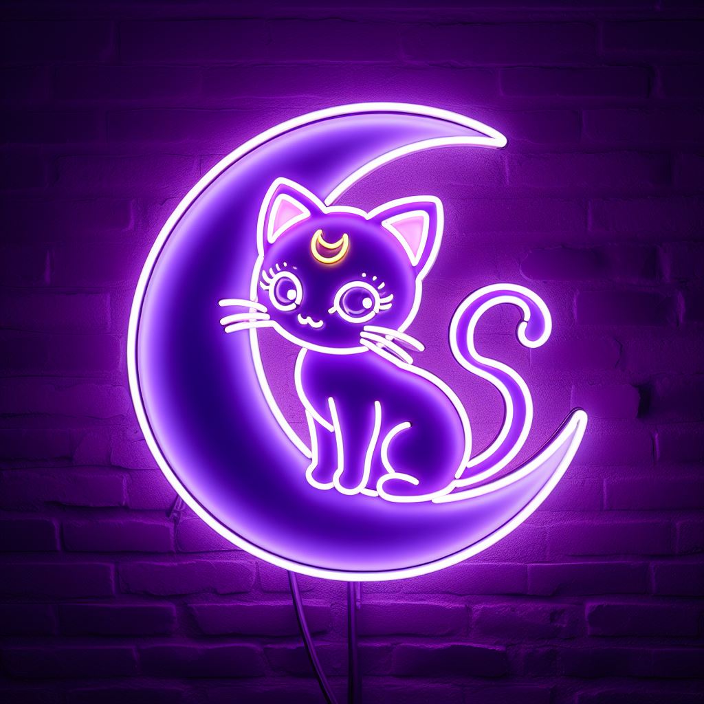 sailor moon luna cat neon sign