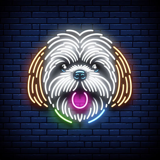 shih tzu head neon sign