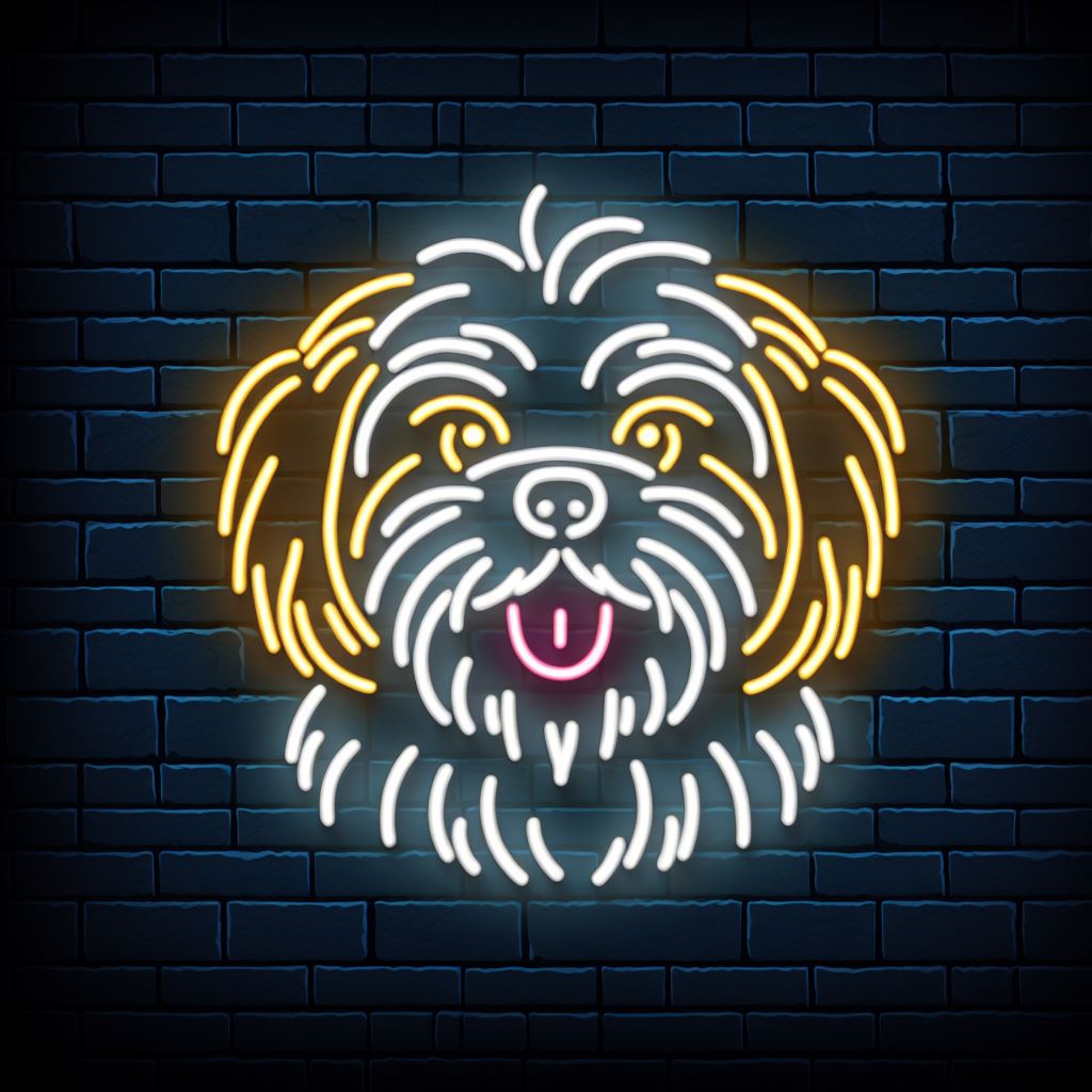shih tzu head neon sign