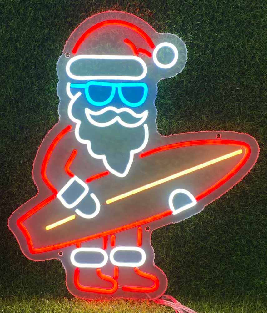 Surfer Santa Neon Sign