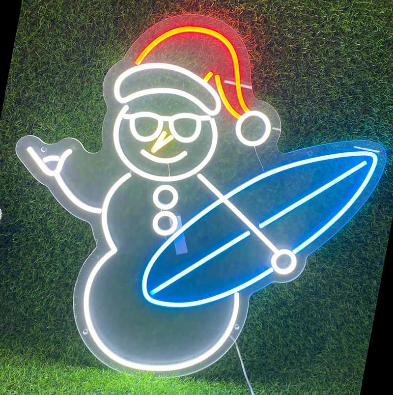 Surfer Snowman Neon Sign