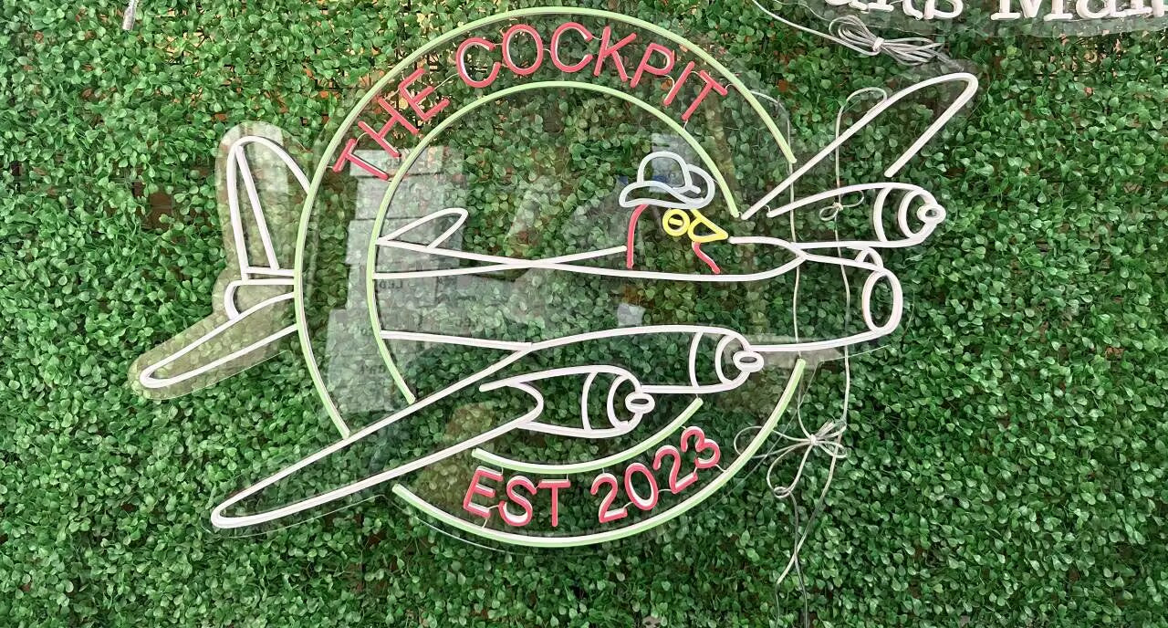 the cockpit neon sign turned off