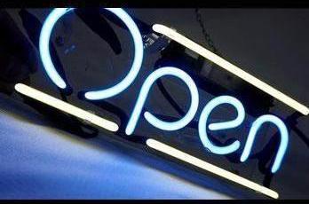 Blue Yellow Neon Open Sign Lights Up Customneonsigns