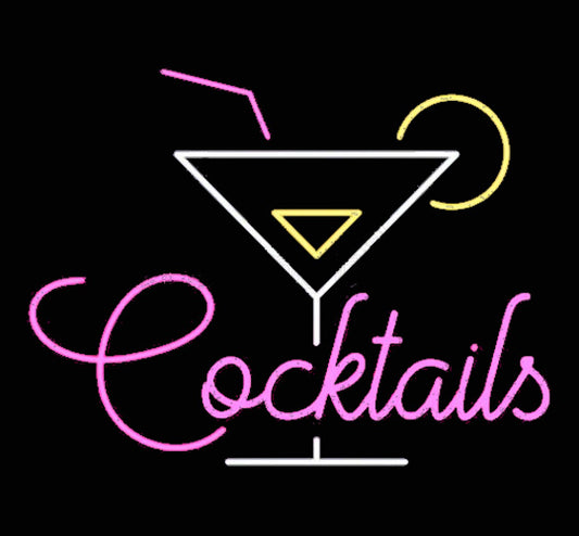 Cocktails Neon Sign With Martini Glass