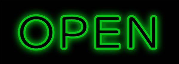 Green Outlined Neon Open Sign