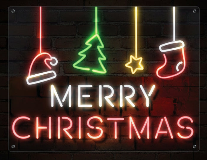 Merry Christmas Neon Ornament Sign
