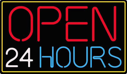 Open 24 Hours Neon Sign