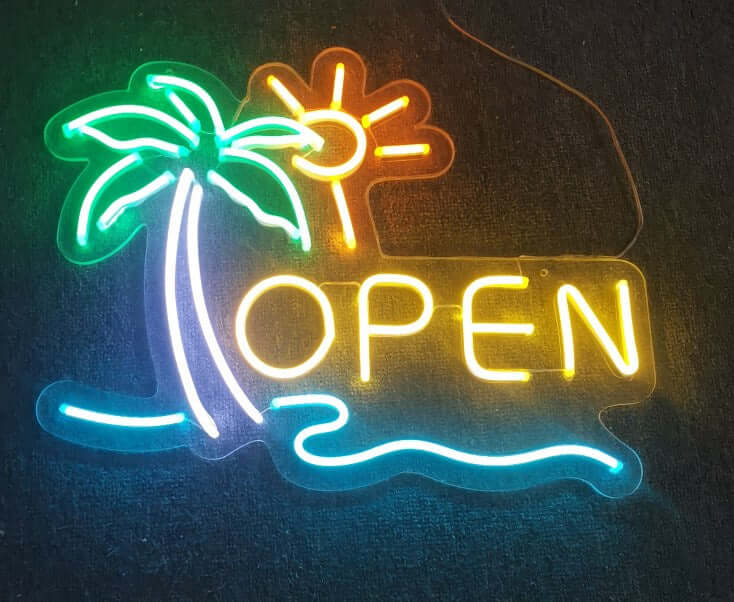 Palm Tree Open Neon Sign