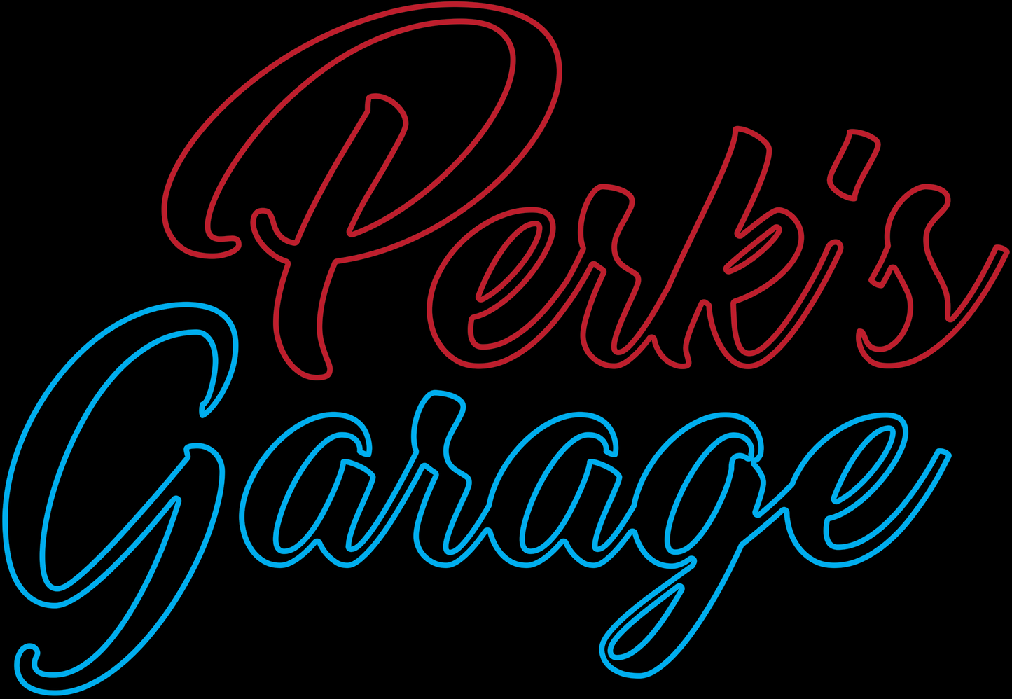 Custom "Perk's Garage" neon sign