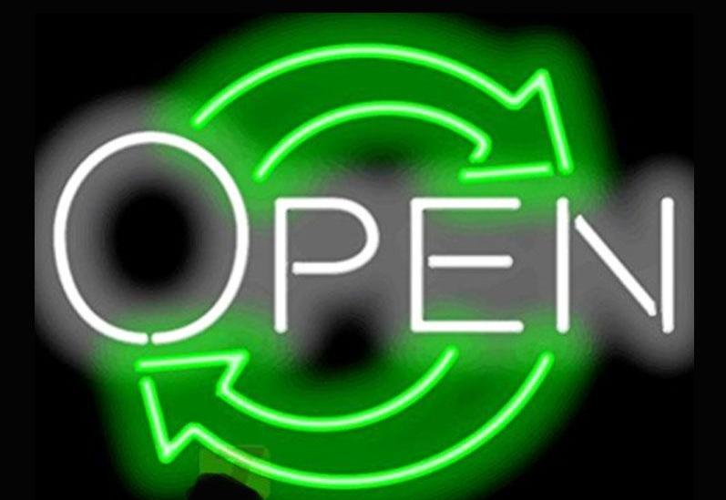 Open Neon Sign With Arrows - Comes in 2 sizes