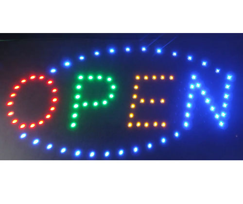 Small Open LED Sign With Oval Border