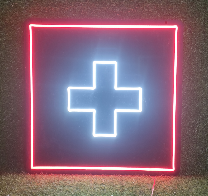 swiss flag neon sign