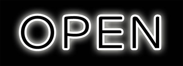 White Outlined Neon Open Sign