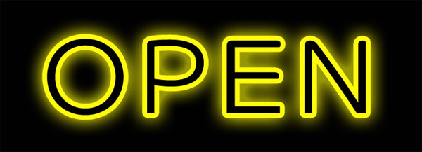 Yellow Outlined Neon Open Sign