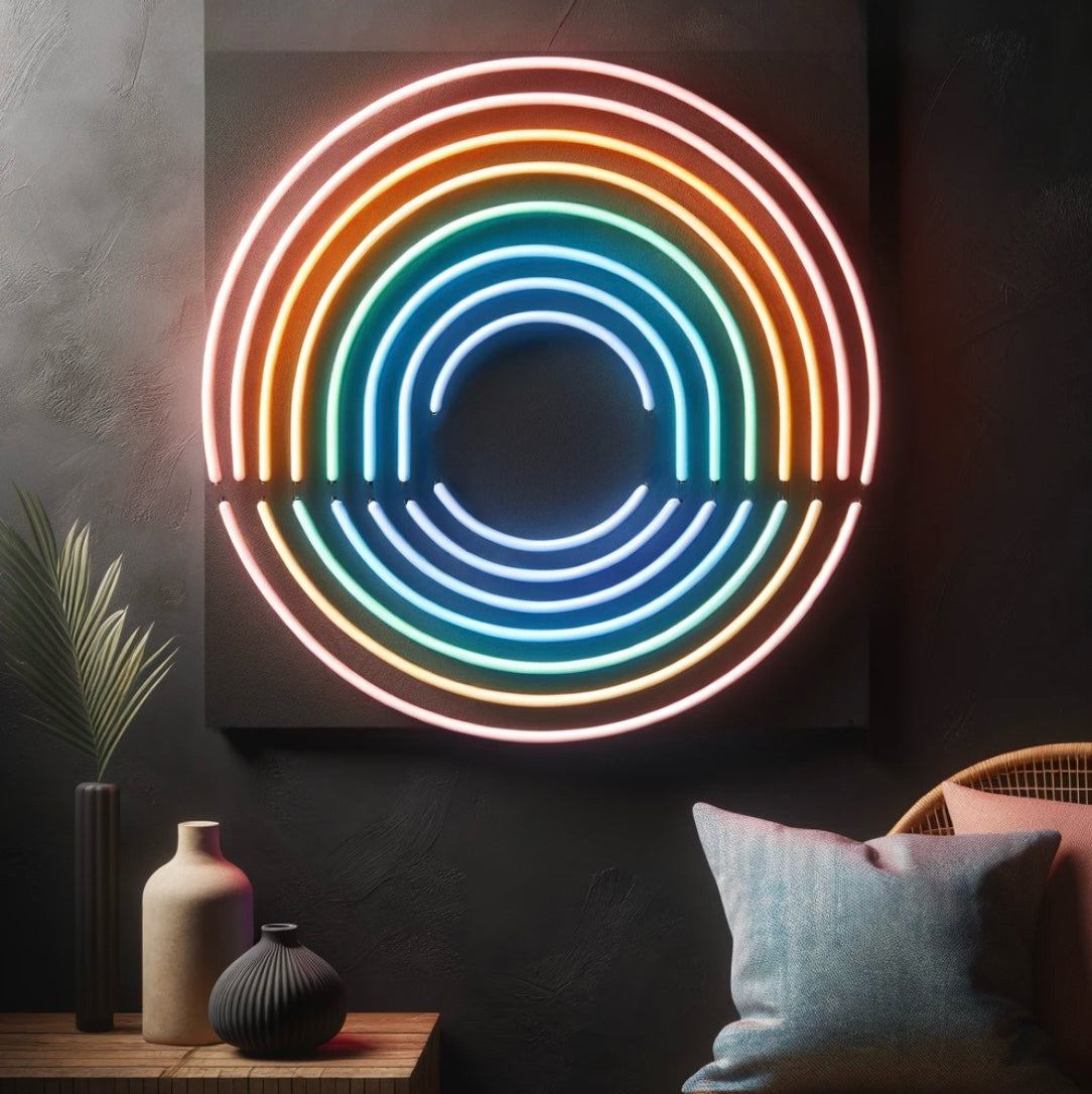 Abstract Rainbow Circle Neon Sign