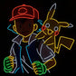 Ash Ketchum and Pikachu Neon Sign Dark