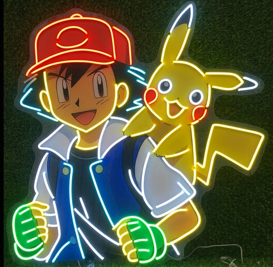 Ash Ketchum and Pikachu Neon Sign
