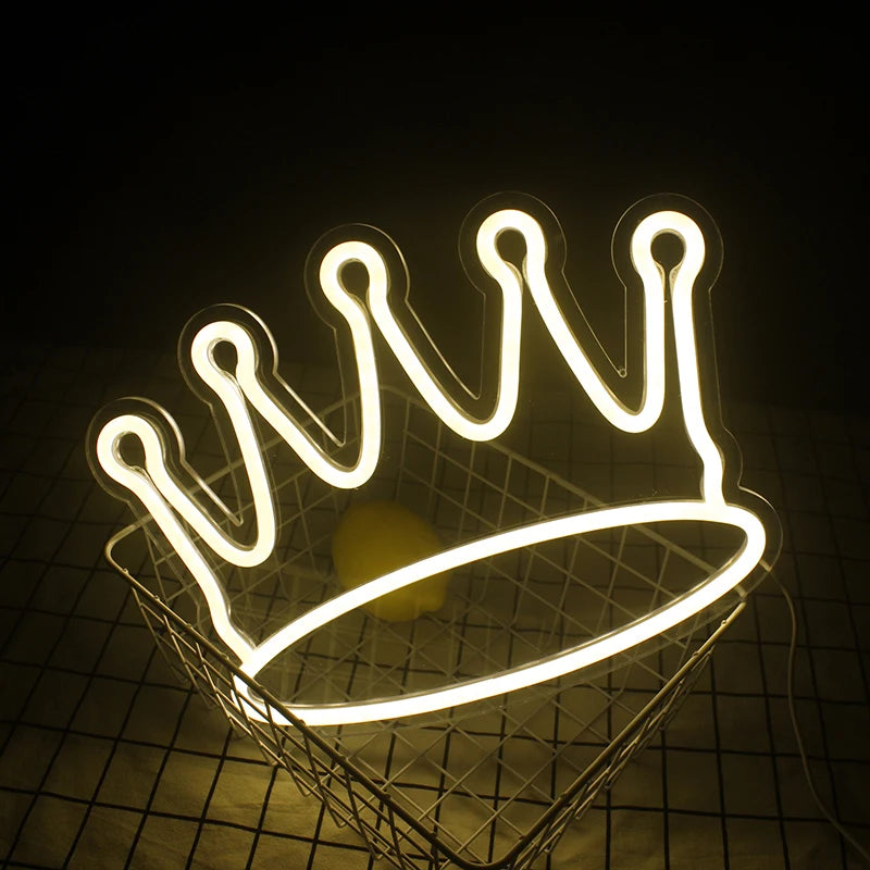 White Crown Neon Sign