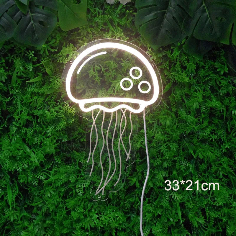 White Jellyfish Neon Sign