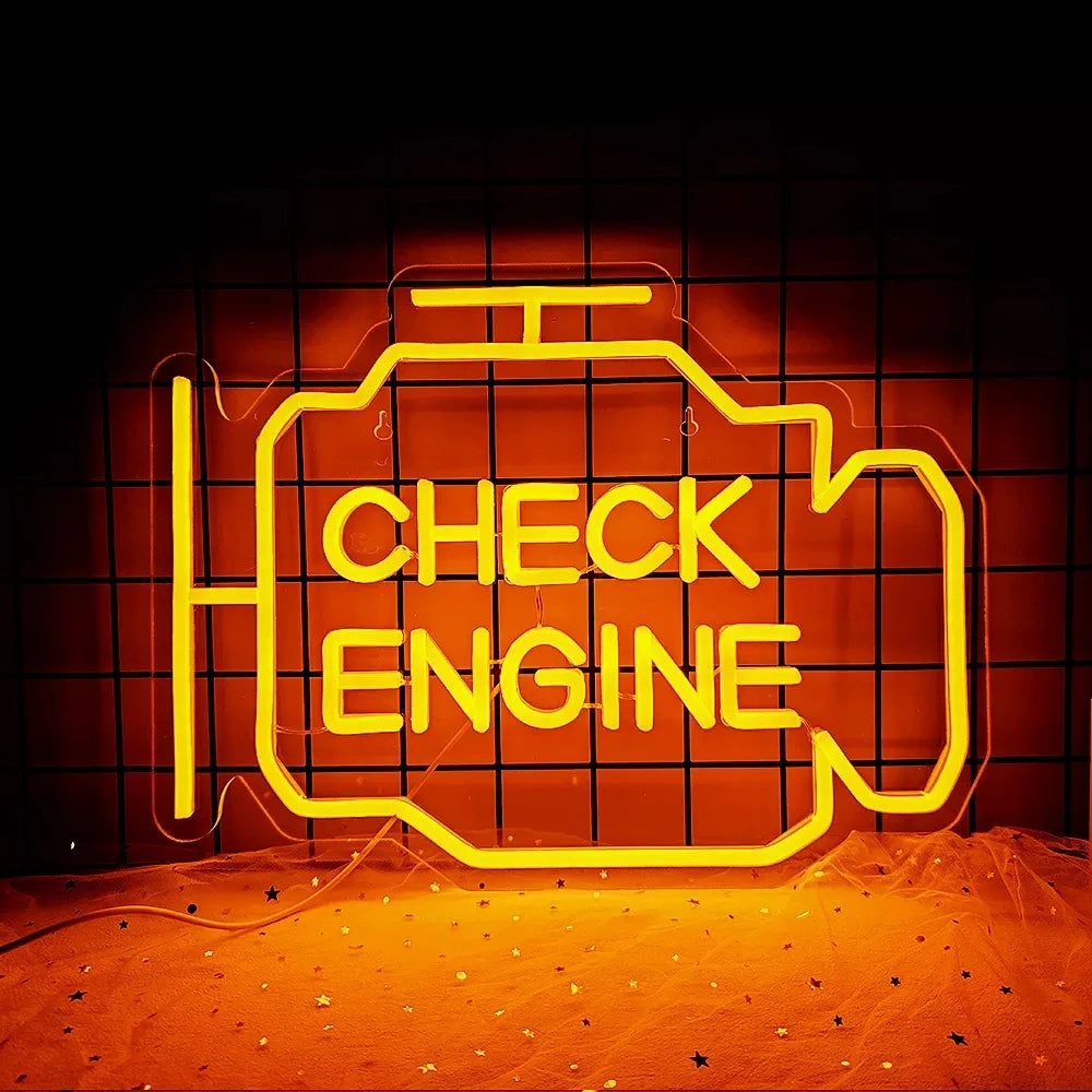orange check engine neon sign