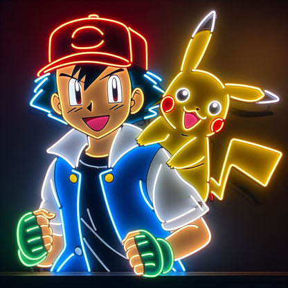 ash ketchum and pikachu neon sign