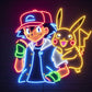 ash ketchum and pikachu neon sign