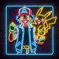 ash ketchum and pikachu neon sign