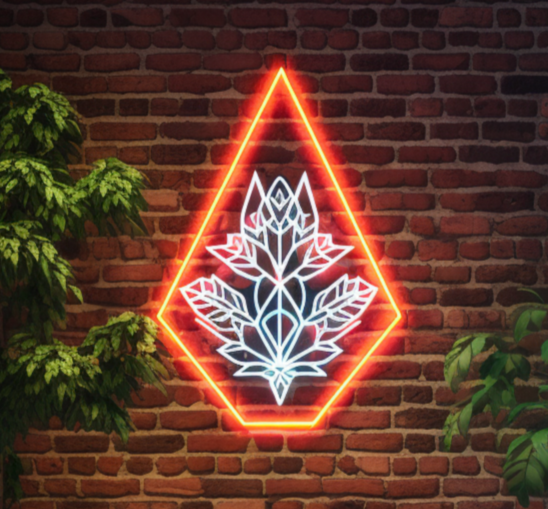 beauty within geometric neon sign