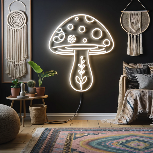 boho mushroom neon sign