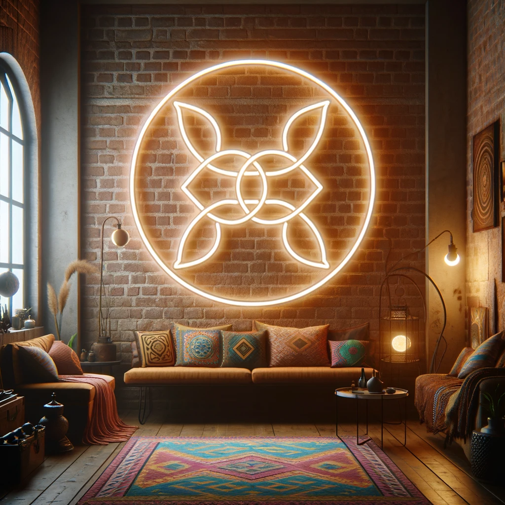 boho symmetrical neon sign