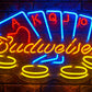 Budweiser playing cards neon sign