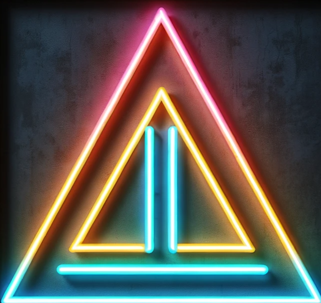 centered stability triangle neon sign