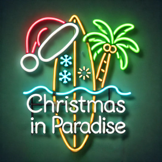 christmas in paradise palm tree neon sign