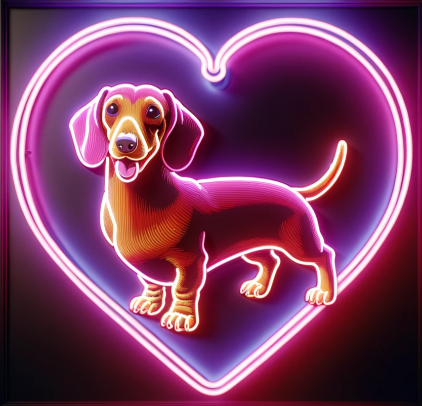 dachshund heart neon sign