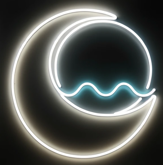 sharing the sky moon neon sign
