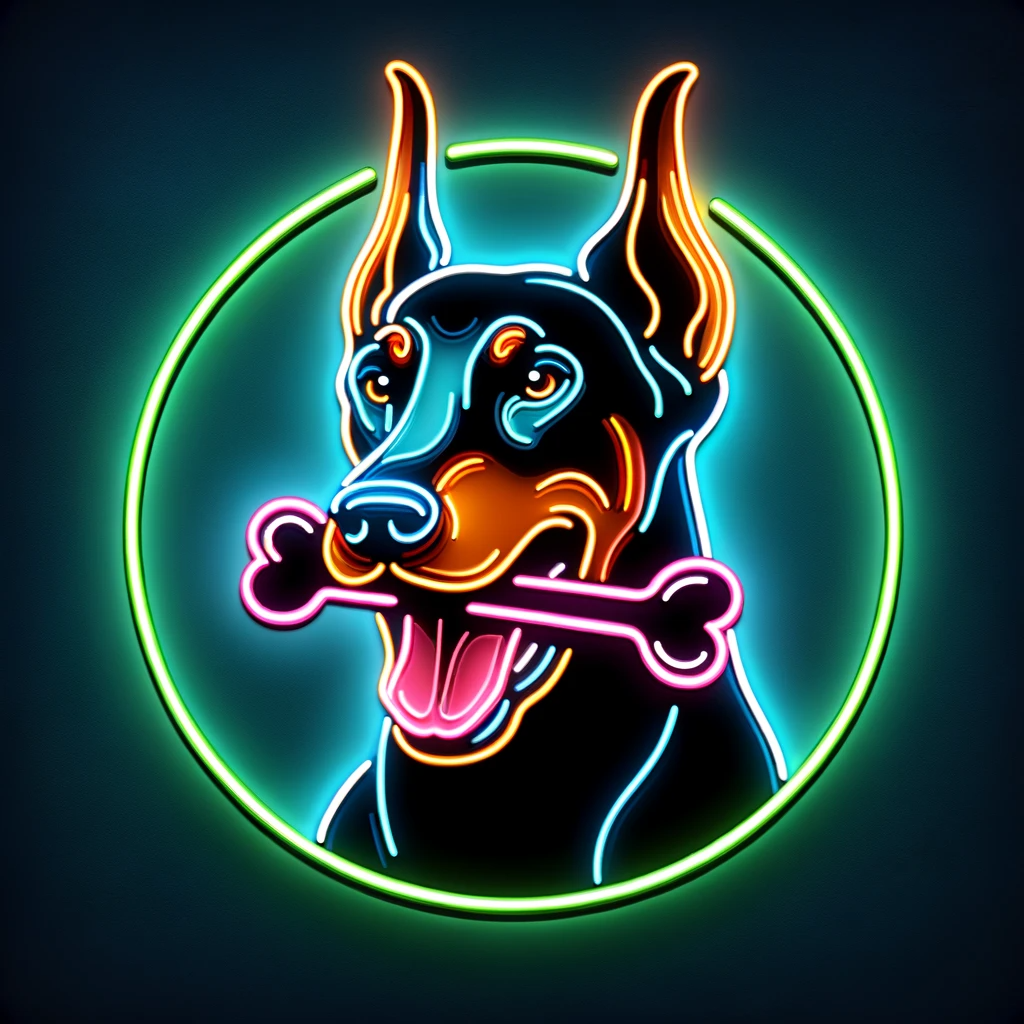 doberman pinscher bone neon sign