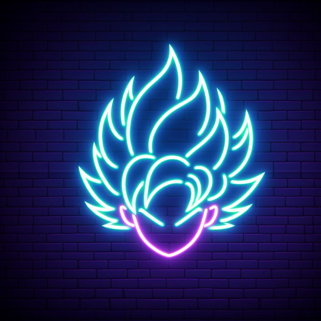 blue and purple dragon ball head neon sign 