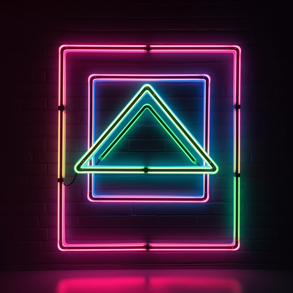 focus geometric triangle neon sign