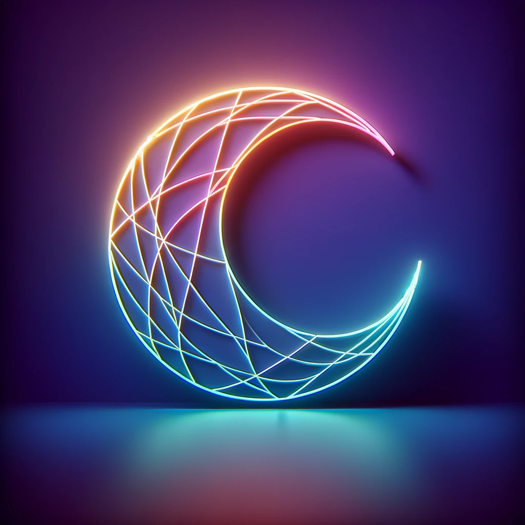 geometric moon neon sign