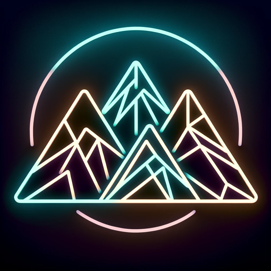 geometric mountains neon sign