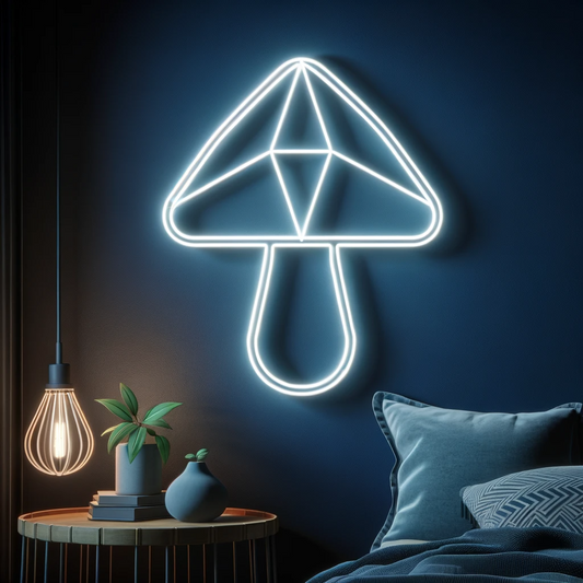 geometric mushroom neon sign