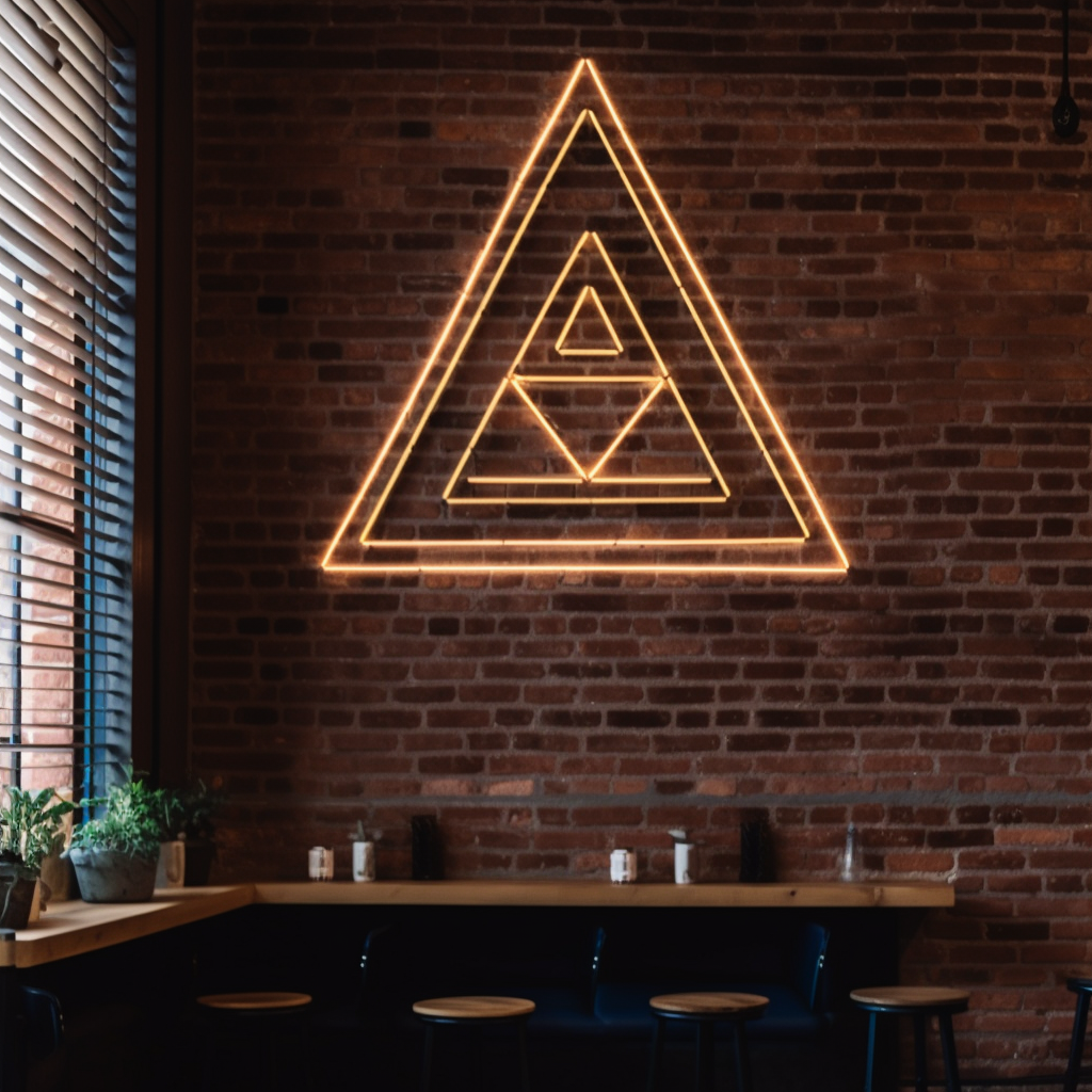 stillness geometric triangle neon sign