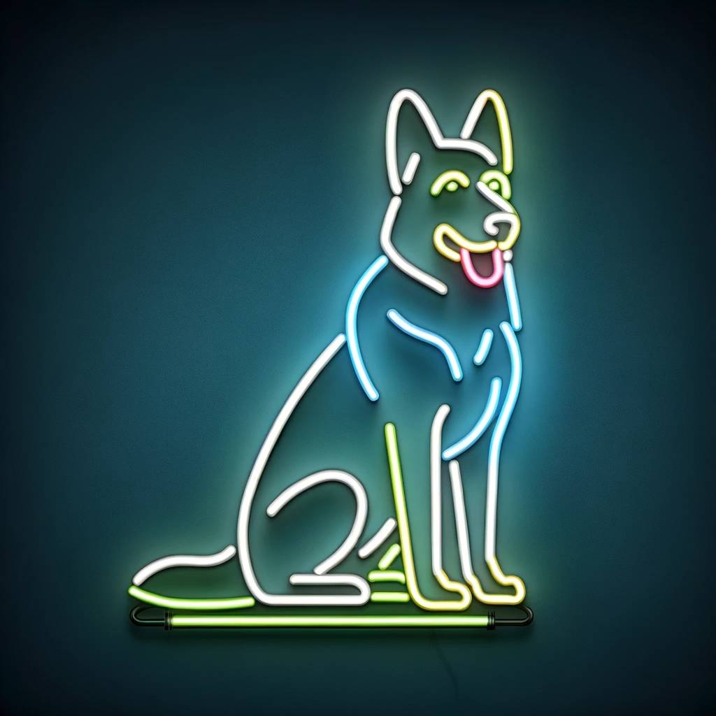 german shepherd neon sign