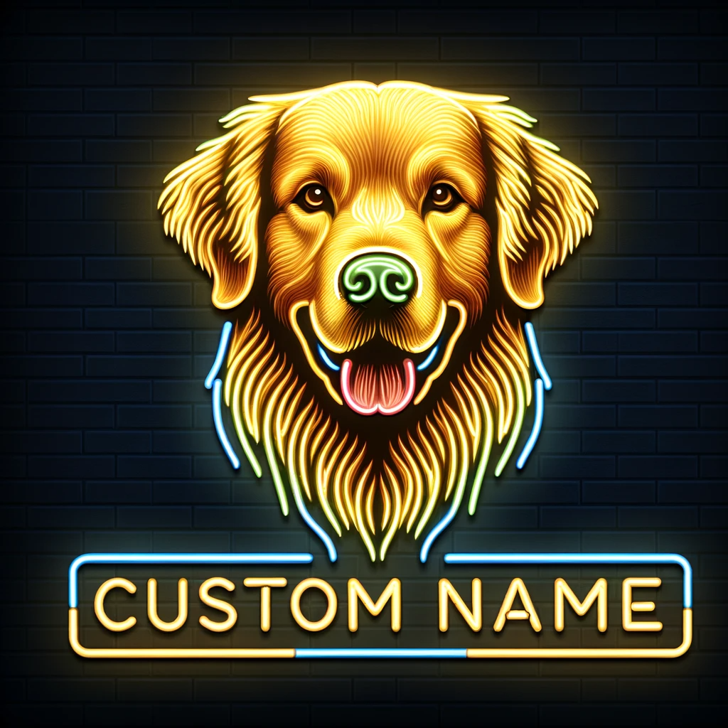 golden retriever custom name neon sign