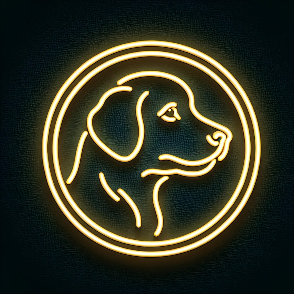 golden retriever in circle neon sign