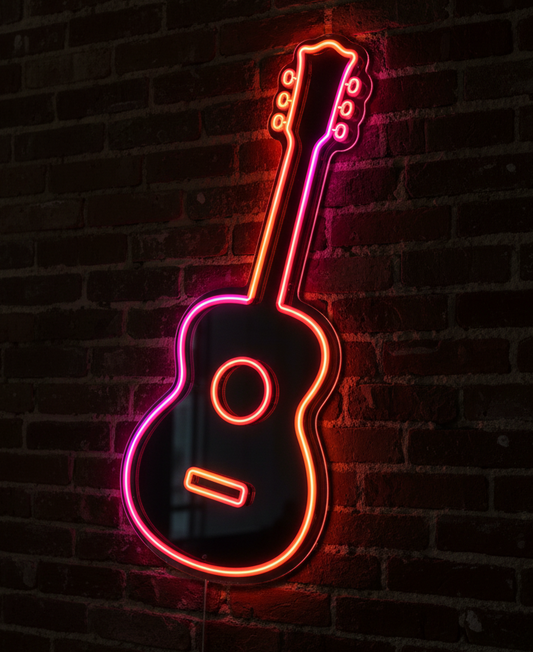 retro country guitar neon sign
